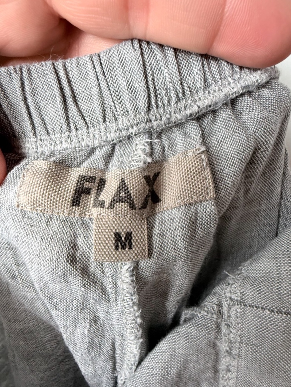 Flax 100% linen Studio Ankle Pant Grey/Blue Size Medium (G) - Picture 4 of 4